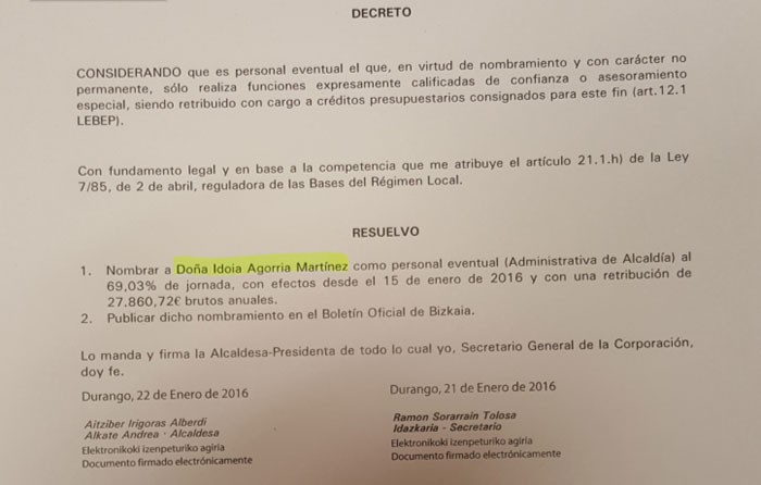 EH Bildu: "Kontratazio mota hauek, etikoki, herritarrentzat iraingarriak direla deritzogu"
