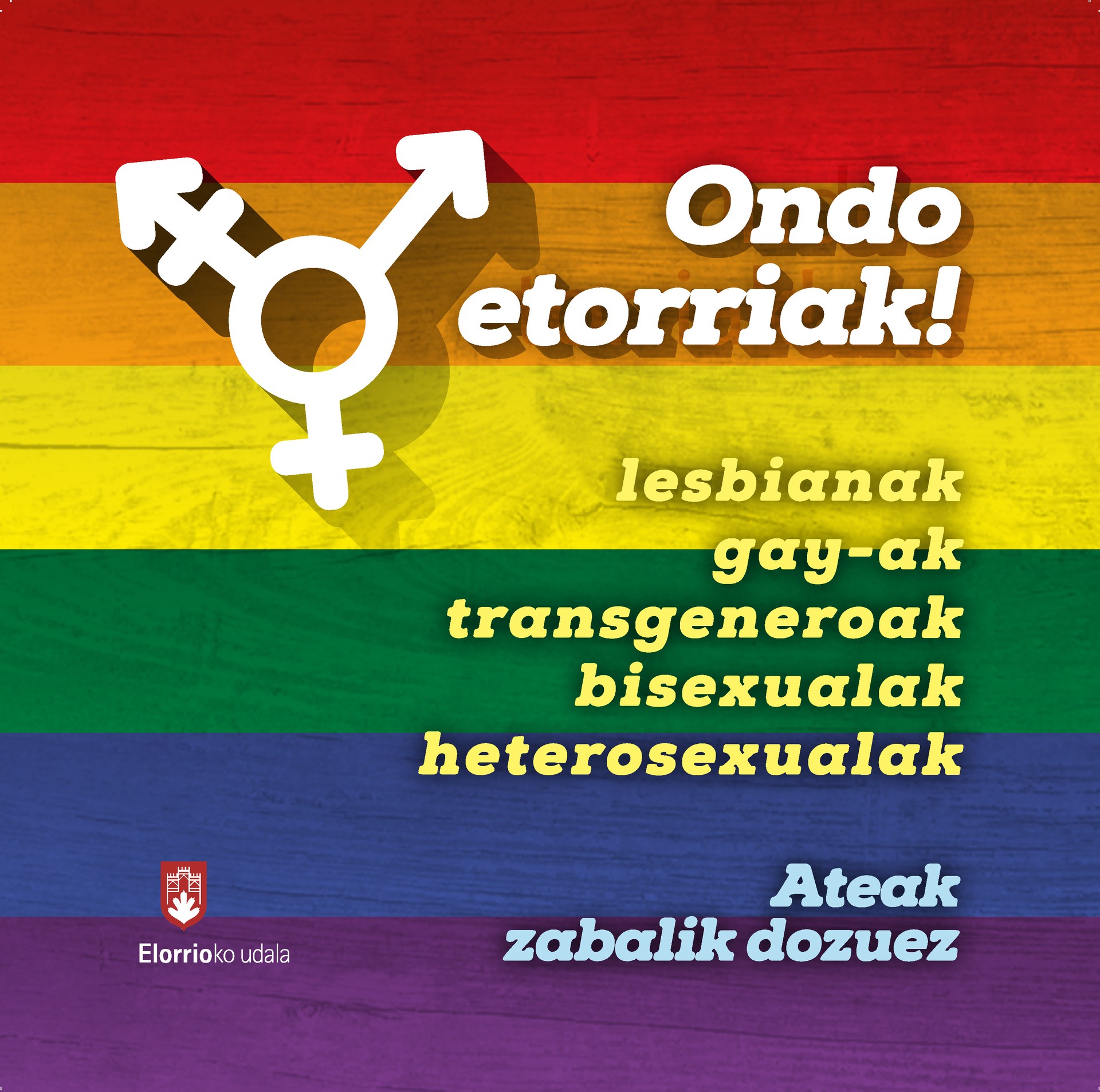 Elorrioko udalak herritarrei dei egin die,  LGTBI+ mugimenduek deitzen dituzten ekintzetan parte har dezaten