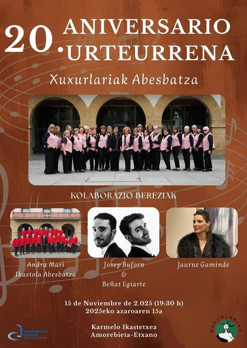 Xuxurlariak abesbatzaren 20. urteurreneko kontzertua