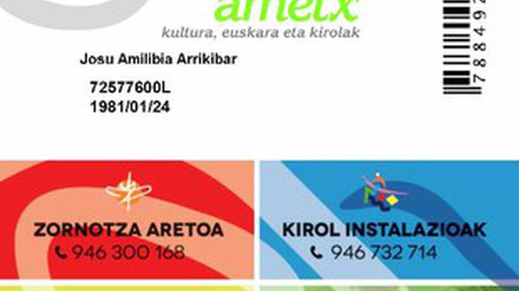 Txartel bakarra Zornotzako Ametx erakundearen zerbitzuak baliatzeko