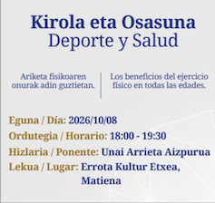 Ongizate eta osasun komunitarioaren zikloa: Kirola eta Osasuna