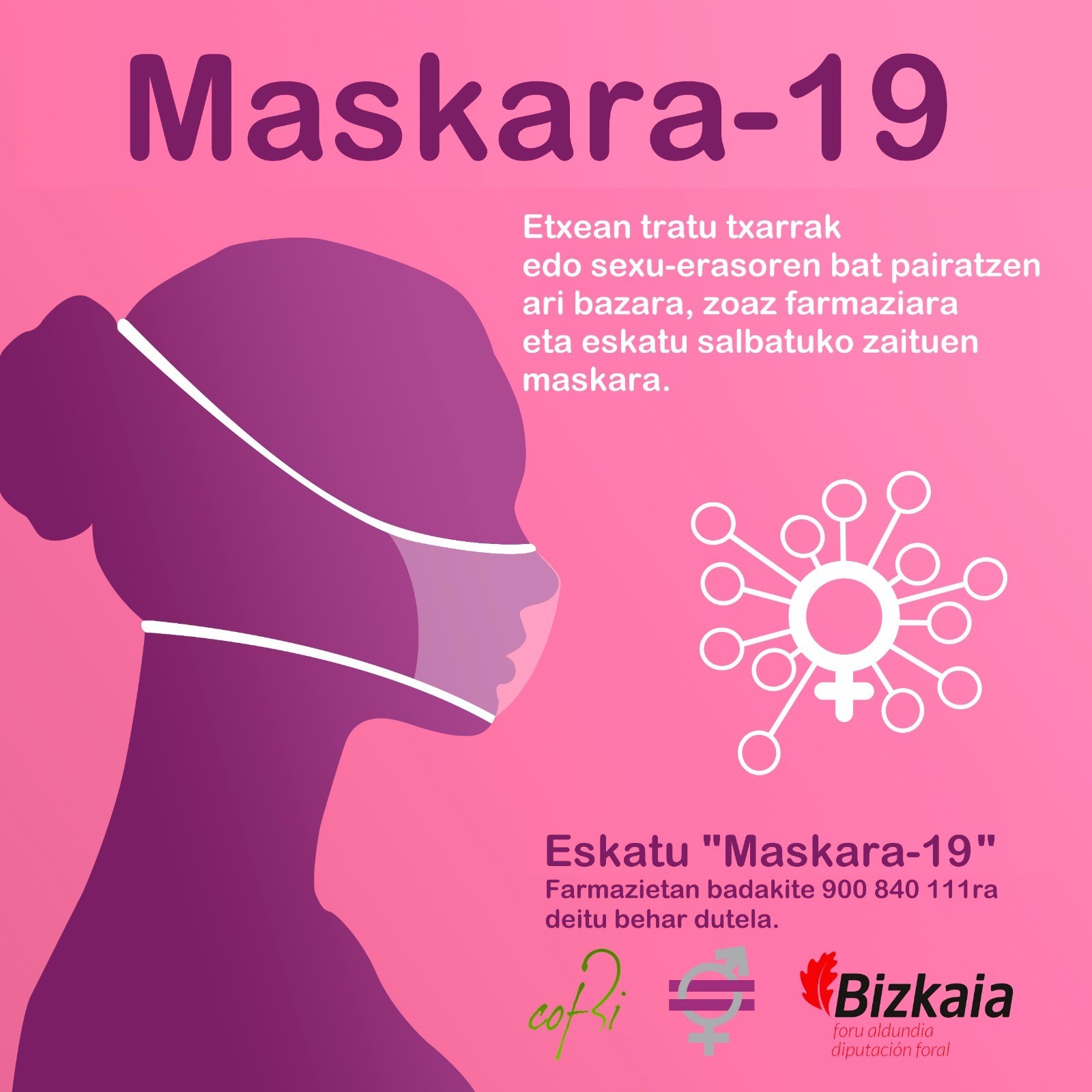 Indarkeria matxista sufritzen duten emakumeak babesteko 'Maskara 19' kanpaina martxan jarri du Zornotzako Udalak