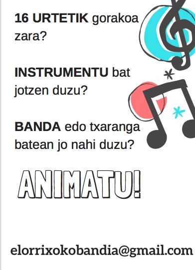 Musika banda osatzeko deia Elorrion