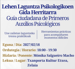 Ongizate eta osasun komunitarioaren zikloa: Lehen Laguntza Psikologikoen Gida Herritarra