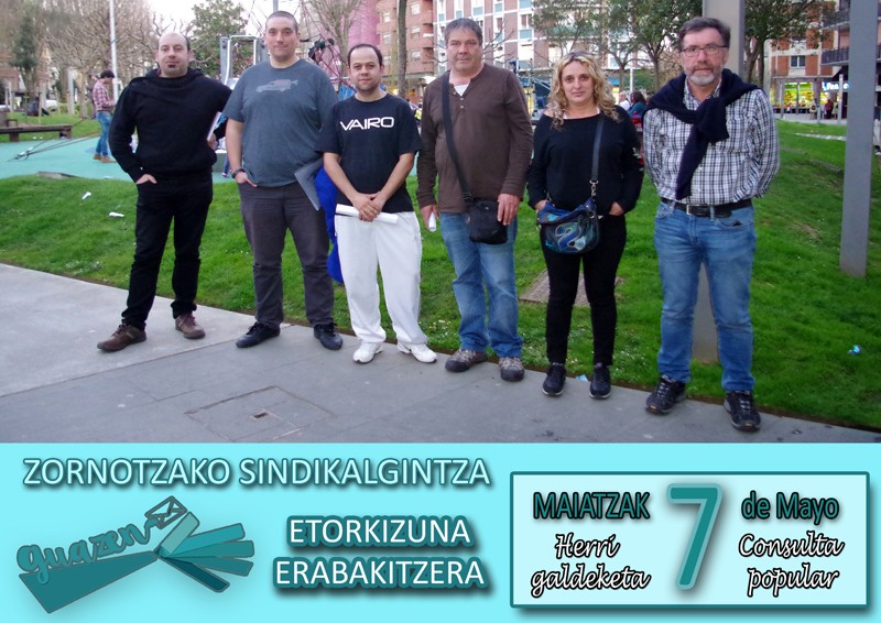 Sindikatuetako ordezkariek maiatzaren 7ko herri galdeketa babestu dute