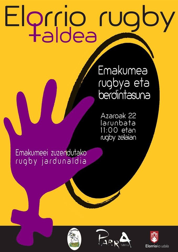 Emakumeei zuzendutako rubgy jardunaldia zapatuan