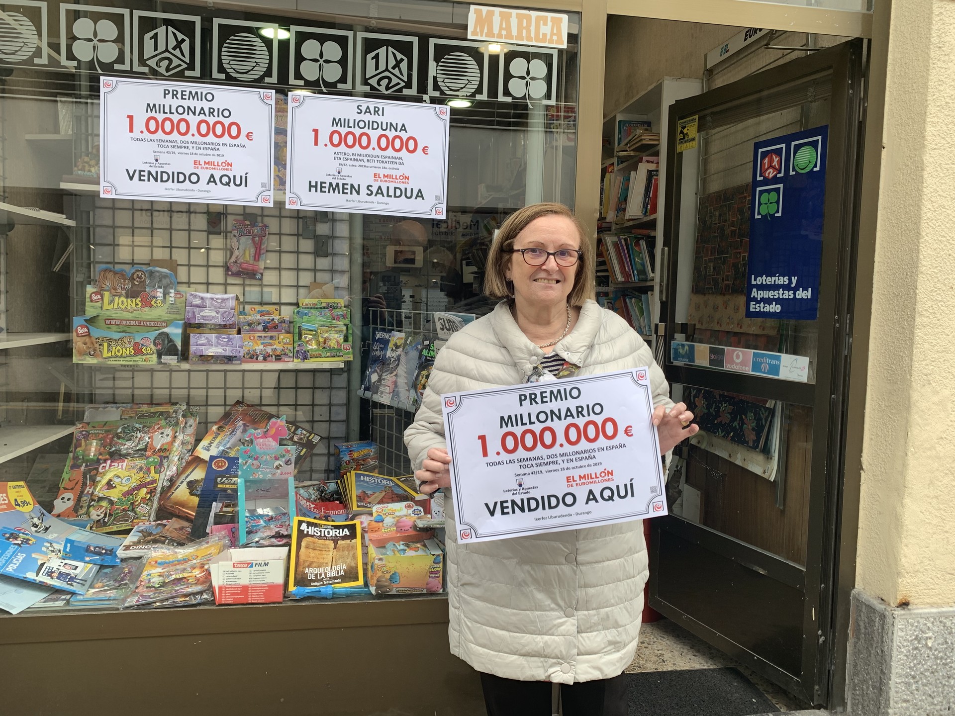 1.000.000 euro utzi ditu Euromilioiak Durangon