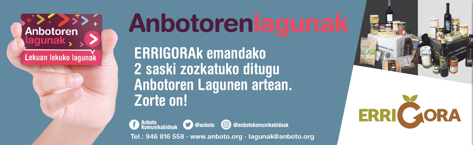 Errigorak emandako 2 saski zozkatuko ditu Anbotok 