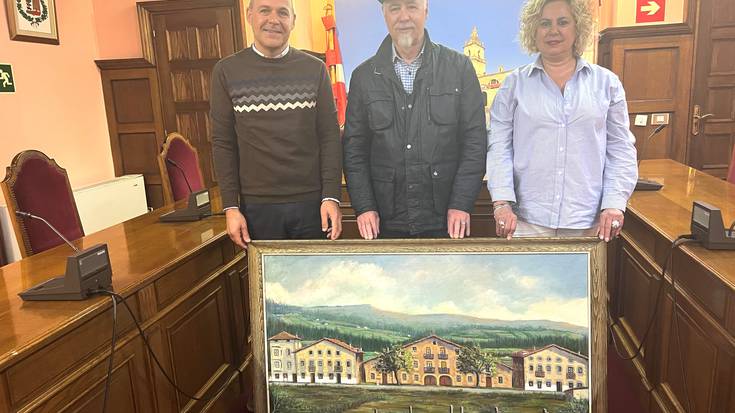 Mallabiena auzoa irudikatzen duen margolana jaso du Iurretako Udalak