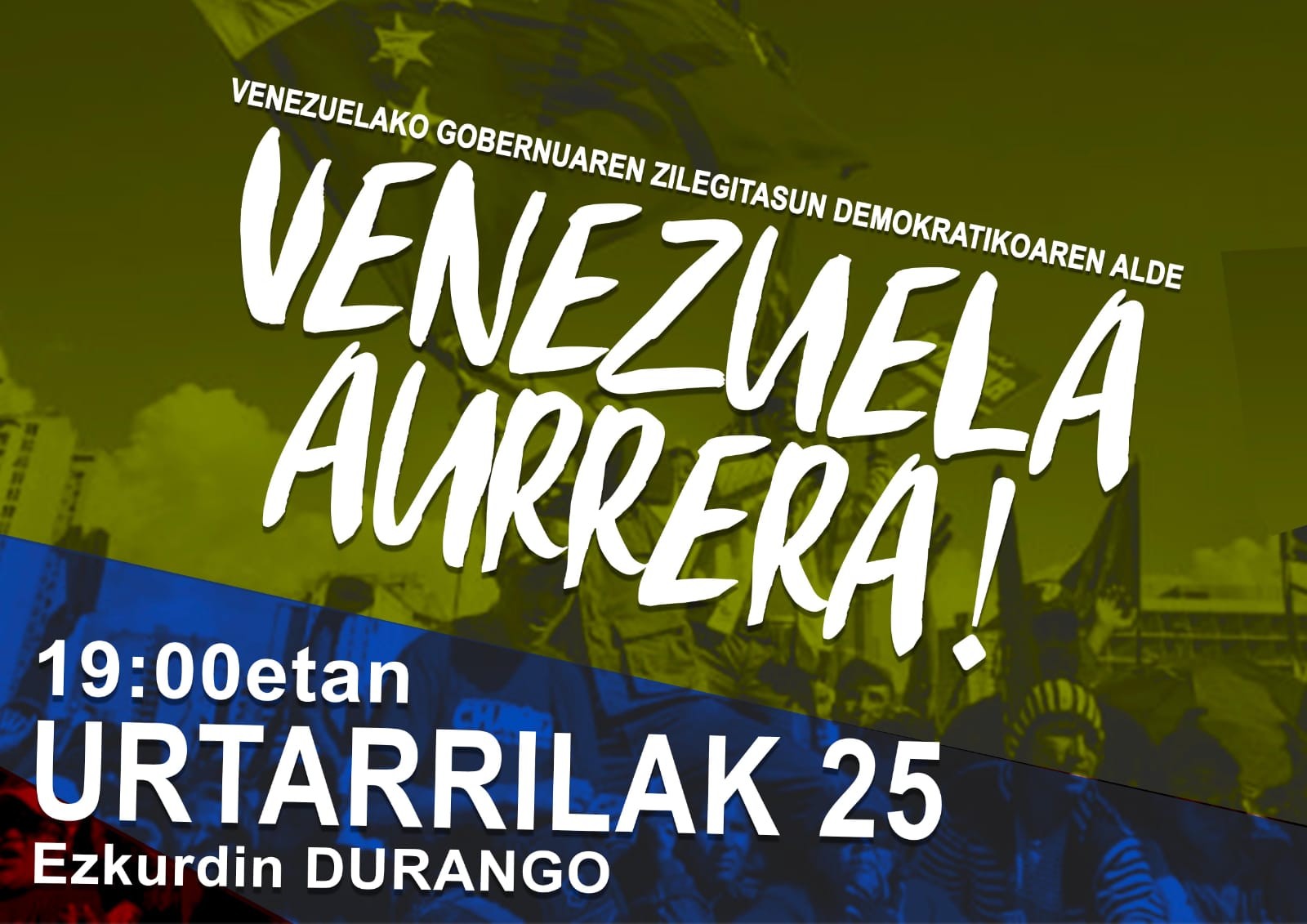 Venezuela Aurrera plataformak elkarretaratzea deitu du biharko  Durangon
