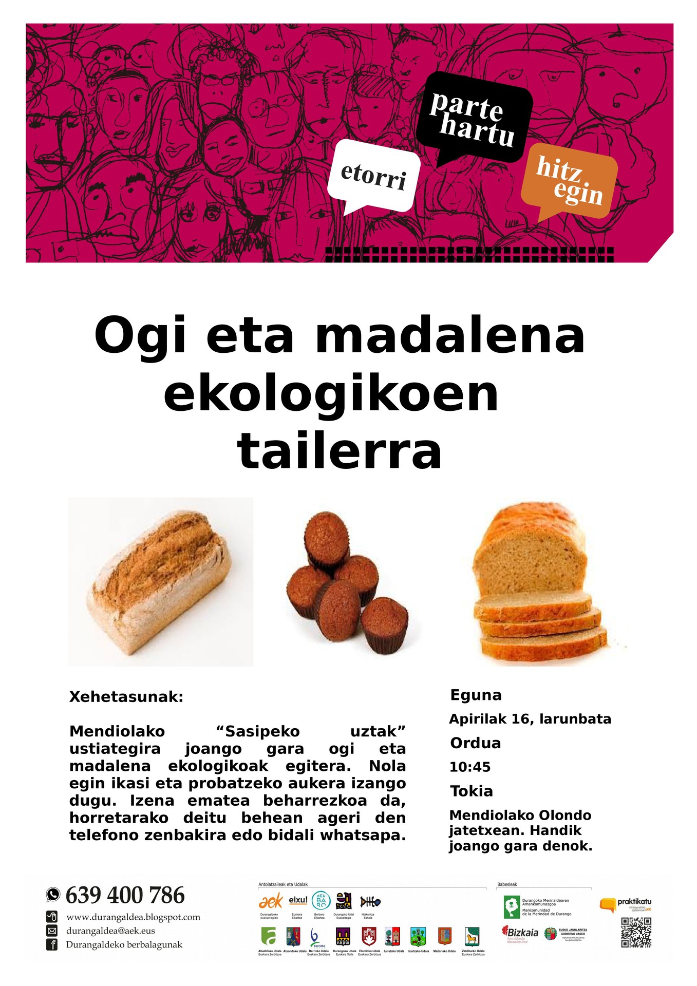 Ogi eta madalena ekologikoen tailerra