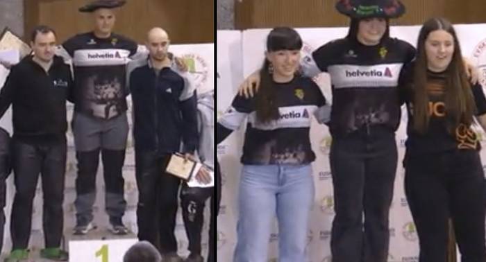 Goizeder Abendibar eta Jon Gisasola podiumera igo dira Euskal Herriko harri jasotze txapelketan