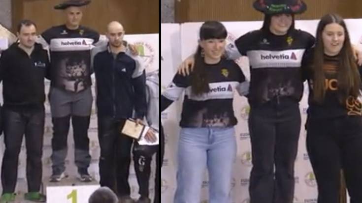 Goizeder Abendibar eta Jon Gisasola podiumera igo dira Euskal Herriko harri jasotze txapelketan