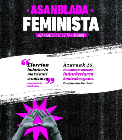 'Elorrion indarkeria matxistari erantzuten', hausnarketa kolektiboa antolatu dute gaurko