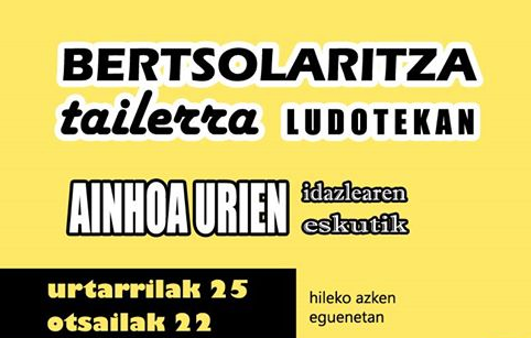 Haurrentzat bertsolaritza tailerra antolatu dute Atxondon