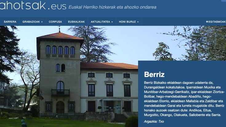 Berrizko euskalkia, ohiturak eta antzinako bizimodua jaso dituzte ahotsak webgunean