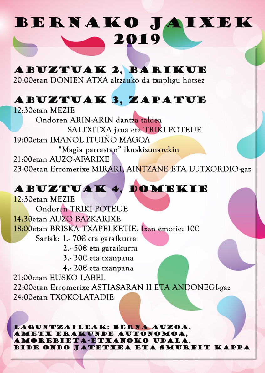 Bernako jaietako egitaraua