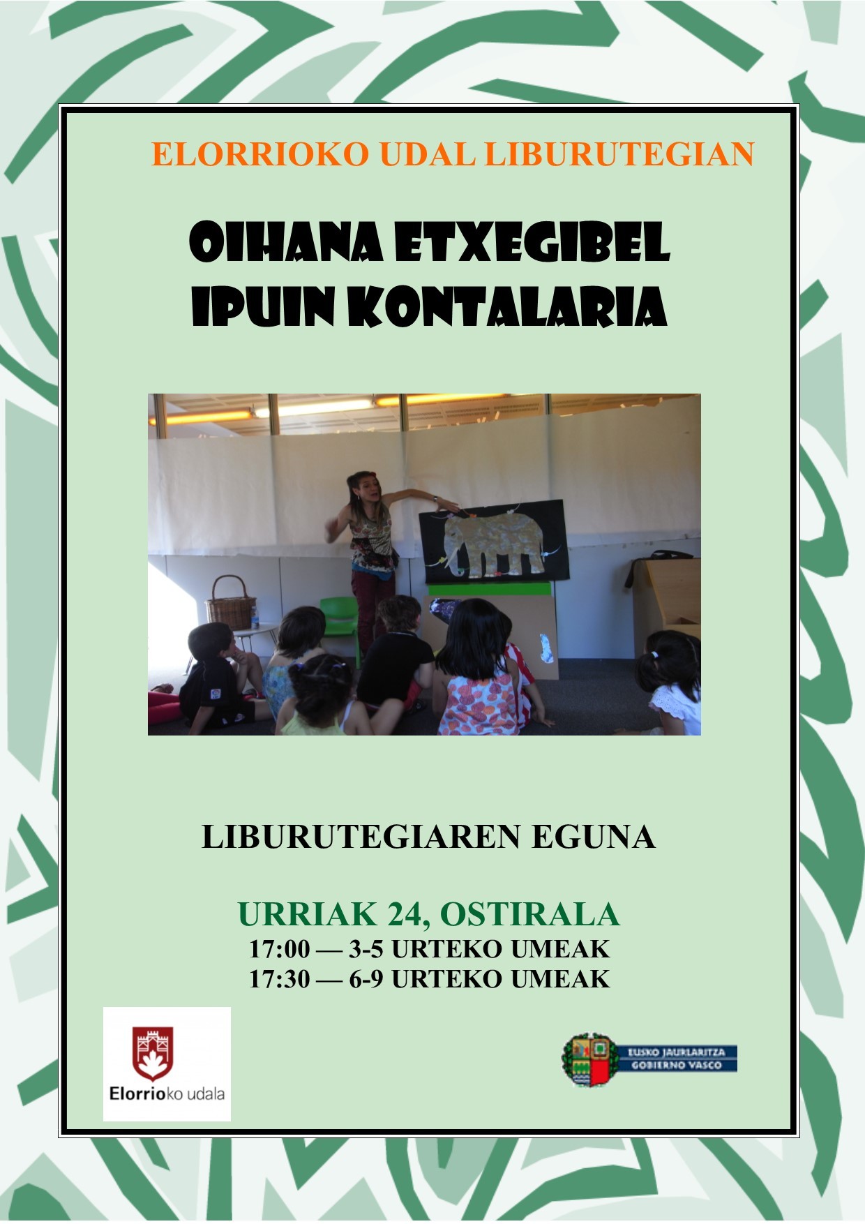Ohiana Etxegibel ipuin kontalaria liburutegian.