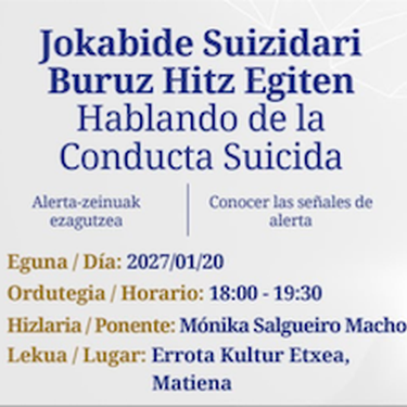 Ongizate eta osasun komunitarioaren zikloa: Jokabide Suizidari Buruz Hitz Egiten