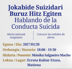 Ongizate eta osasun komunitarioaren zikloa: Jokabide Suizidari Buruz Hitz Egiten