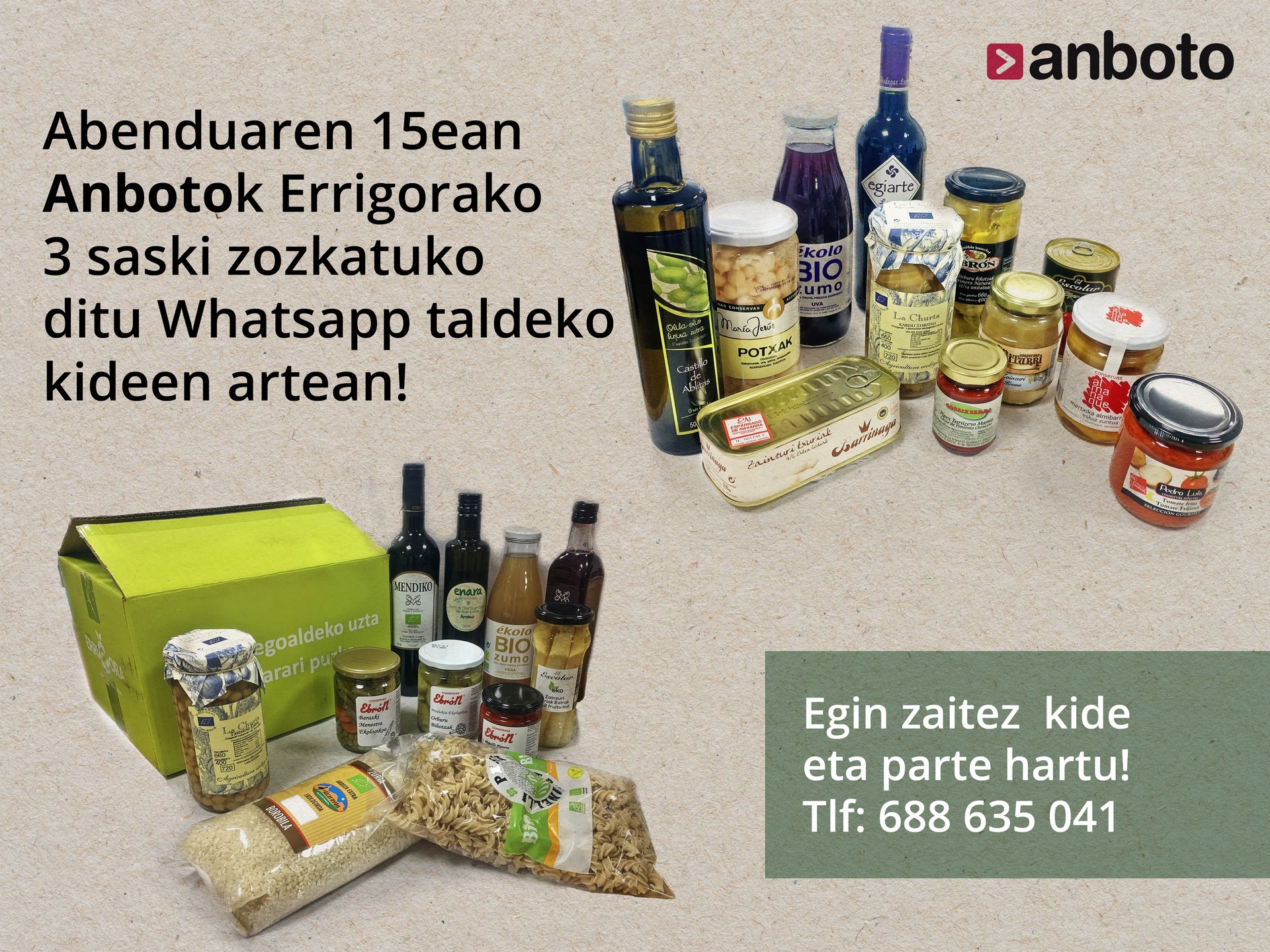 Abenduaren 15ean ANBOTOk Errigorako hiru otzara zozkatuko ditu Whatsapp taldeko kideen artean