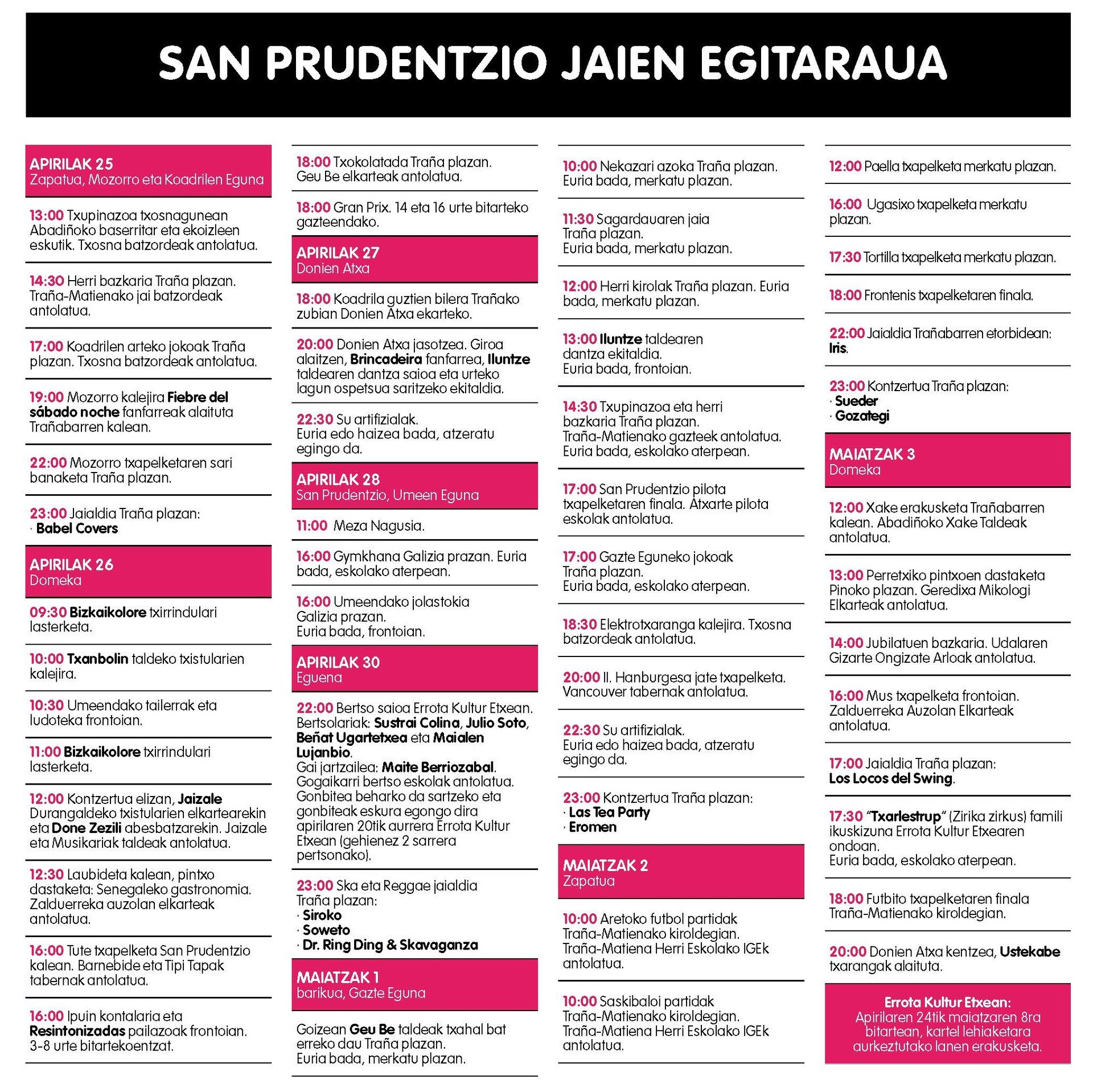 San Prudentzio jaietako egitaraua