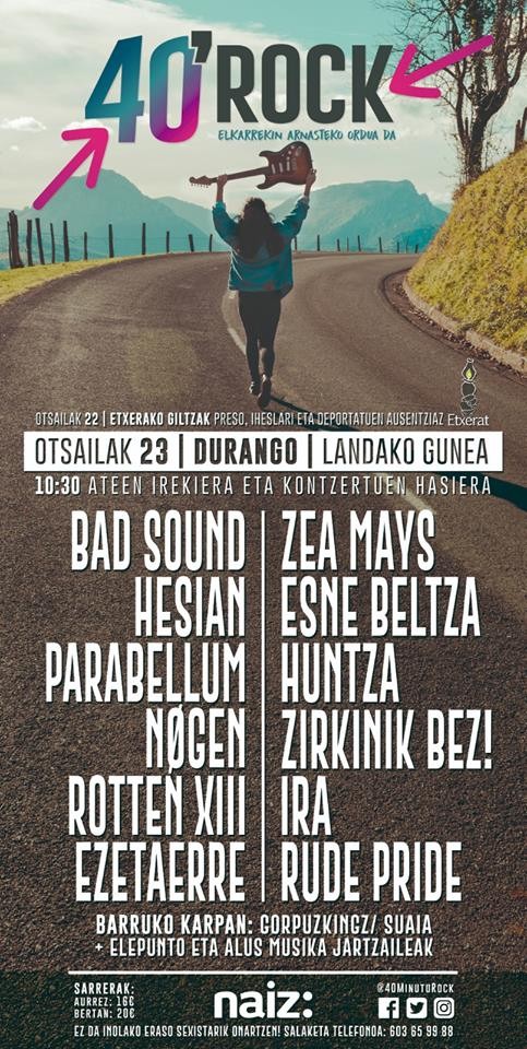40 Minutu Rock jaialdirako sarrera bikoitz bi zozkatuko ditu ANBOTOk Instagrameko jarraitzaileen artean