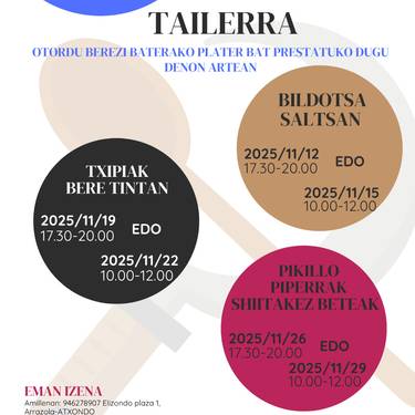 Sukaldea kolektibizatzeko tailerrak Atxondoko Amillena Bentan