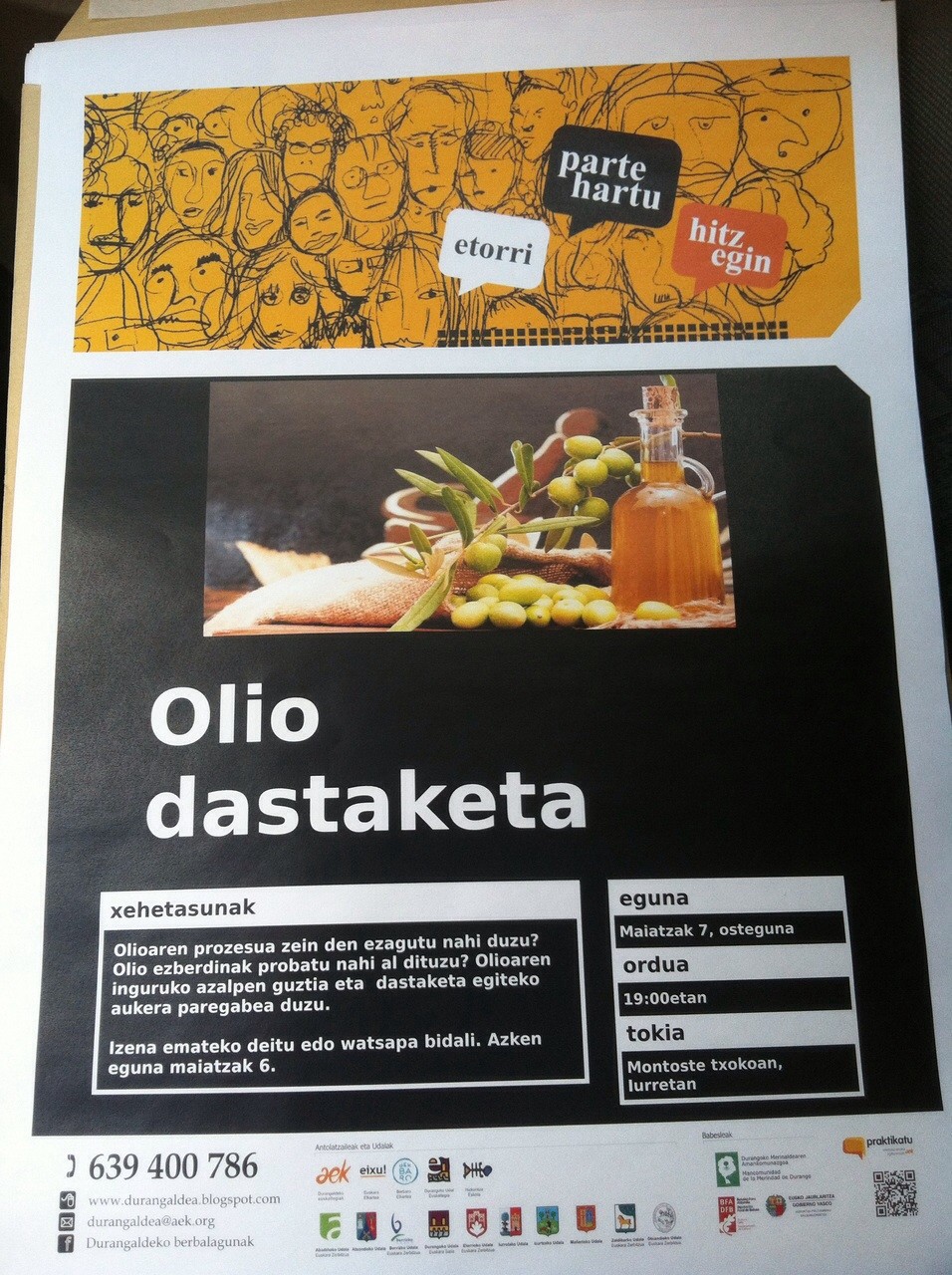 Olioa egiteko prozesua ezagutu nahi duzu? Olio dastaketa ostegun honetan