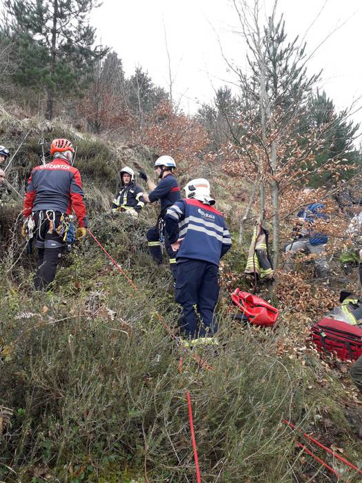Bernagoitiako basoan lanean zebilen langilea zulo batera erori da eta suhiltzaileak erreskatatu dute
