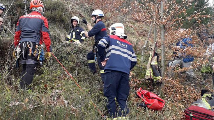 Bernagoitiako basoan lanean zebilen langilea zulo batera erori da eta suhiltzaileak erreskatatu dute