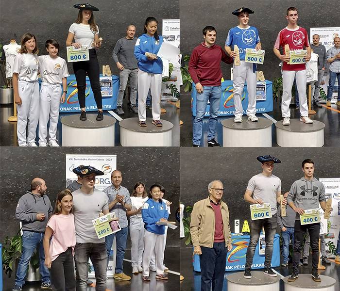 Olatz Beitia, Jorge Fernandez eta Oihan Etxeberriak jantzi dituzte Master Kaiola txapelketako txapelak