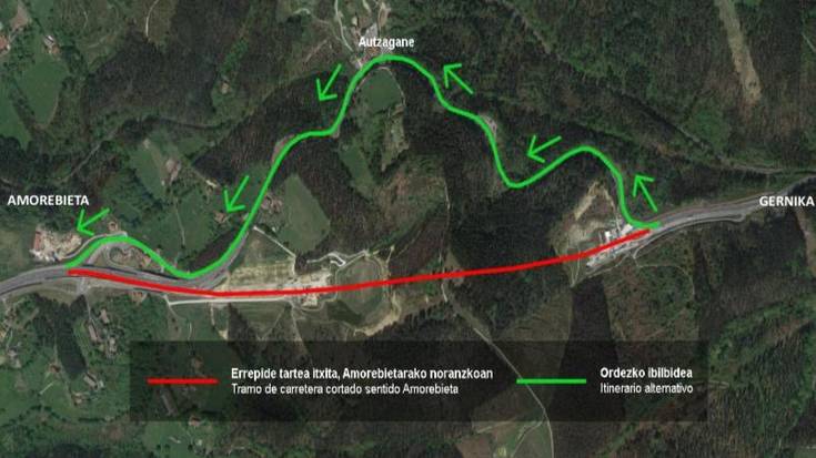 Abuztuaren 3tik 4rako gaua itxita egongo da BI-635 errepidea, Zornotza inguruetan