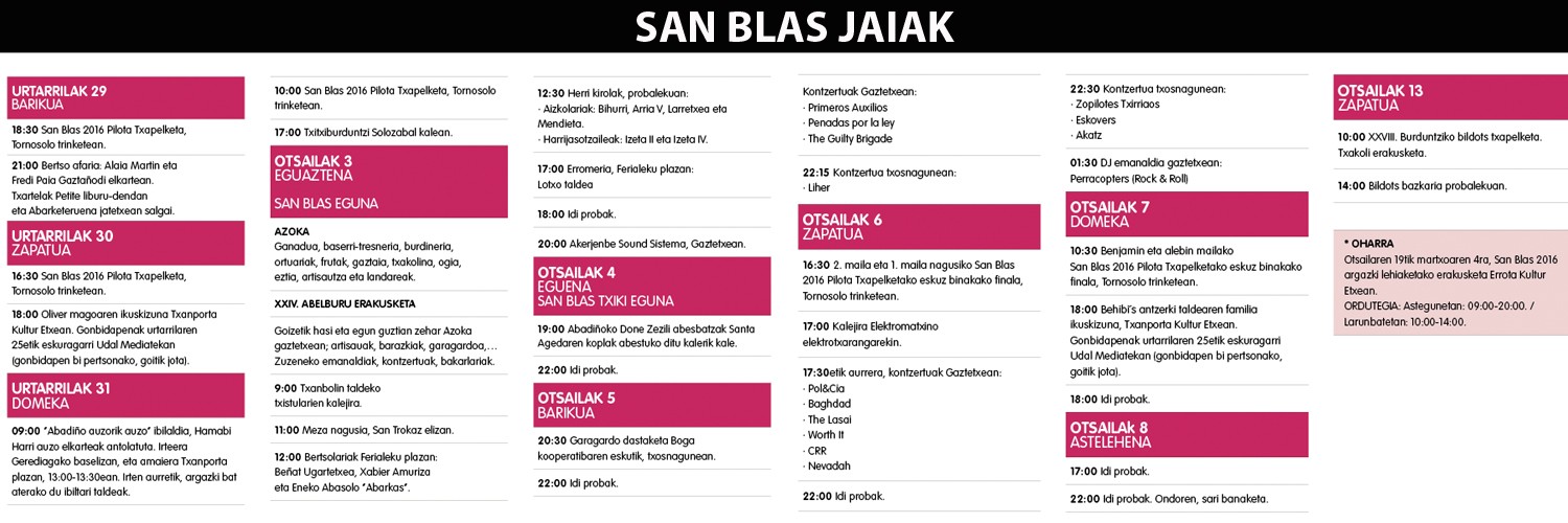 Sanblasetako egitaraua